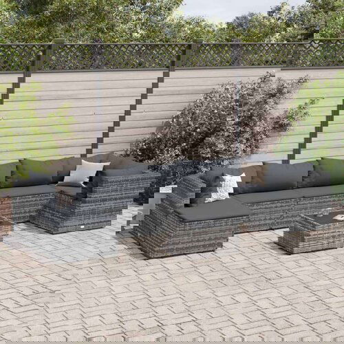  8-dijelna vrtna garnitura od poliratana s jastucima siva Slike