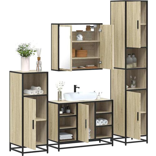 vidaXL 4-dijelni set kupaonskog namještaja boja hrasta sonome drveni Cijene