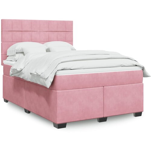  The Living Store Box spring postelja z vzmetnico roza 140x190 cm žamet - Box Spring Postelja, (21457849) Slike