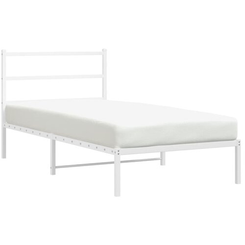  Metalni okvir za krevet s uzglavljem bijeli 100x190 cm Slike