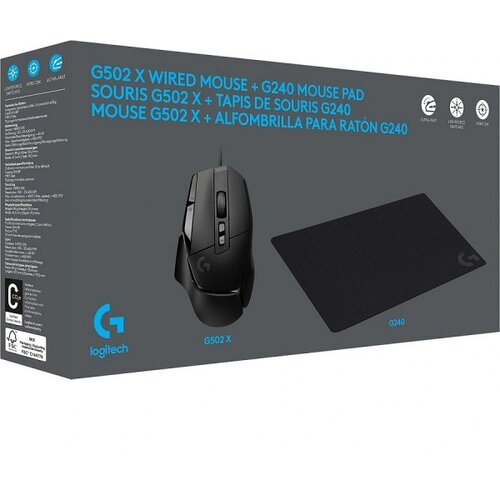 Logitech G502 x gaming mouse black + G240 gaming mouse pad Cene