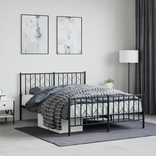 Metalni okvir kreveta uzglavlje i podnožje crni 140x200 cm