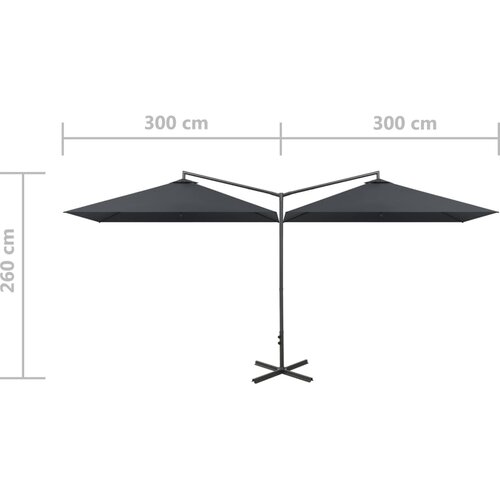  Dvostruki vrtni suncobran s čeličnim stupom 600x300 cm antracit Slike