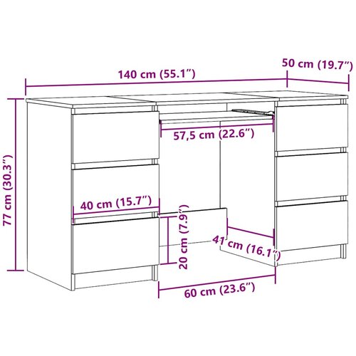  Pisaći stol siva boja betona 140 x 50 x 77 cm konstruirano drvo Slike