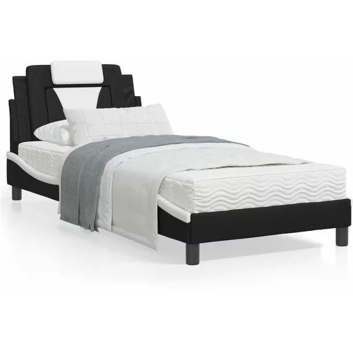  Krevet s madracem crno-bijeli 80 x 200 cm od umjetne kože
