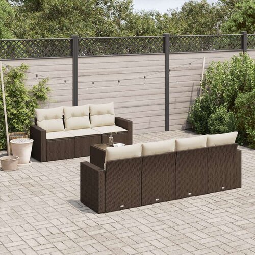 VidaXL 8-dijelni set vrtnih sofa s jastucima smeđi od poliratana Slike