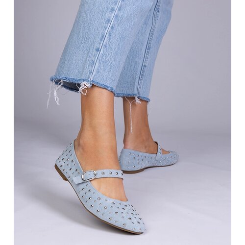 Gemre Blue ballet flats with studs and buckle Salos Cene
