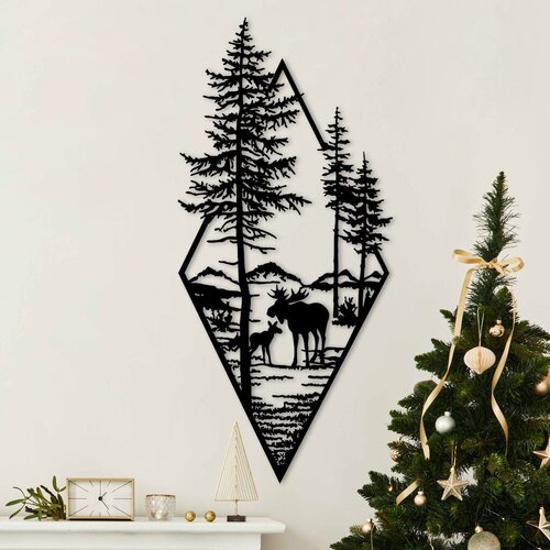 Wallity zidna dekoracija moose in the woods, 39 x 85 cm, crna Cene
