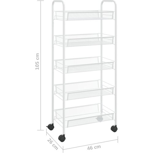  Kuhinjska kolica s 5 razina bijela 46 x 26 x 105 cm željezna Slike