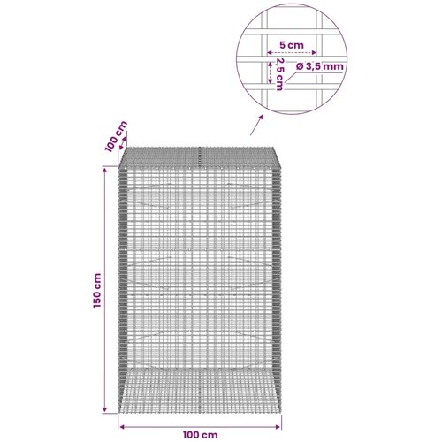  Gabion s žicom debljine 3 5 mm i mrežom 5x2 5 cm 100x100x150 cm - 100 cm 150 cm 100 cm Slike