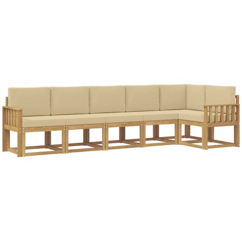 VidaXL Zunanja garnitura za sedenje 6 pcs Bela in bež Poliester, (5000282736) Slike