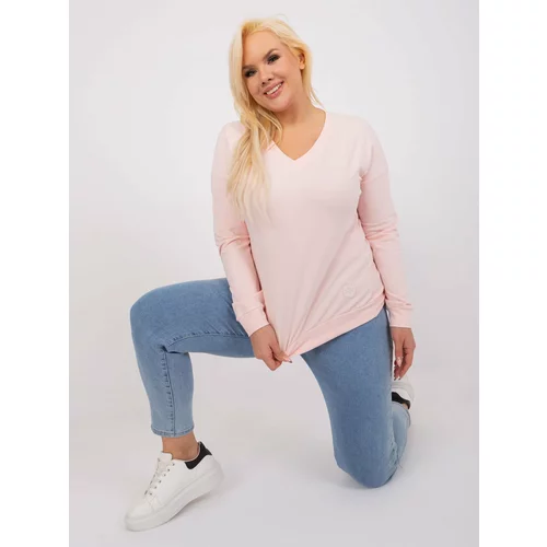 Fashion Hunters Light pink cotton blouse plus size