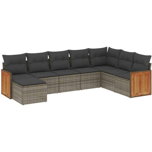 VidaXL 8-dijelni set vrtnih sofa od poliratana s jastucima sivi Slike