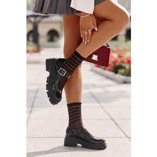 Boto FI1 Lacquered Women's Shoes With Buckle Black Plikuria Cene
