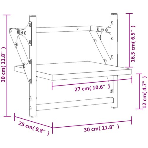  Zidne police s prečkama 2 kom boja hrasta sonome 30x25x30 cm Slike