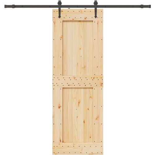 vidaXL Drsna vrata s kompletom vodil 80x210 cm trdna borovina Cene