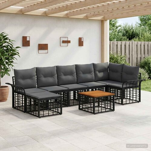  Set vanjskih sofa 8 kom. Crna i tamno siva Poliester Cene