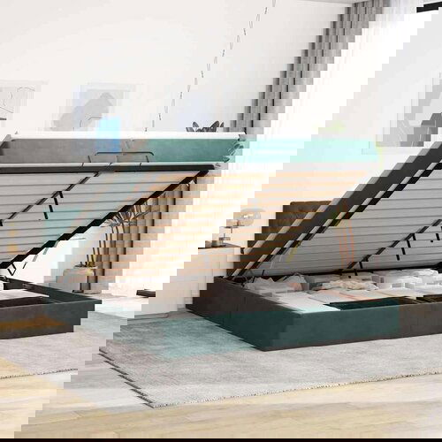  Okvir kreveta s madracima tamnozeleni 200x200cm baršunasti Cene