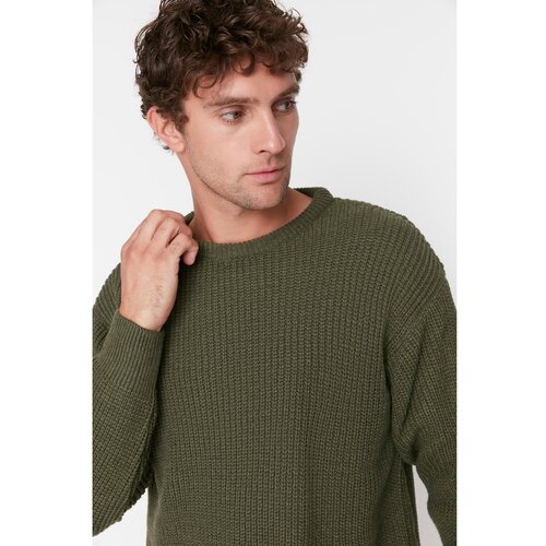 Trendyol Khaki Men's Oversize Fit Wide Pattern Crew Neck Basic Knitwear  Sweater | ePonuda.com