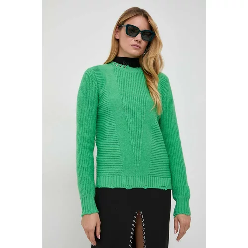 Patrizia Pepe Pulover s dodatkom vune za žene, boja: zelena