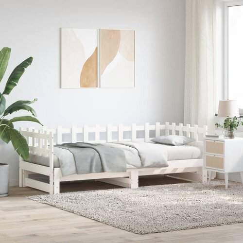  Dnevni ležaj na izvlačenje bijeli 2x(90x190)cm masivna borovina Cijene