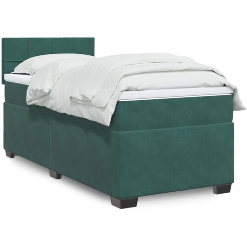 vidaXL Box spring postelja z vzmetnico temno zelen 90x190 cm žamet Cene