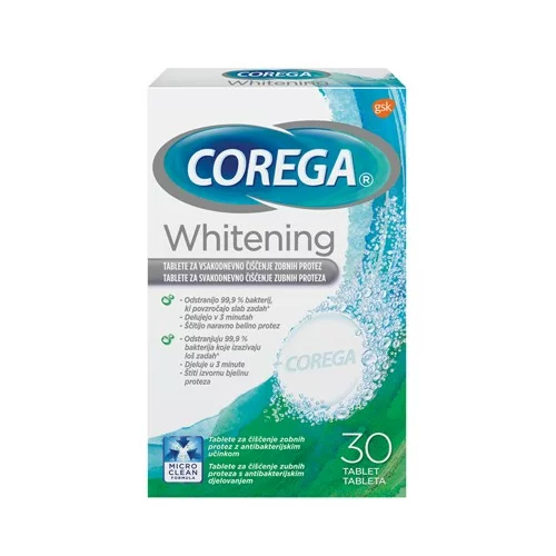Corega Whitening, tablete za čiščenje zobnih protez