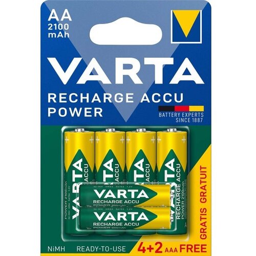 Varta 567R2USO set od 6 PUNJIVE NiMH baterije 4xAA 2100mAh + 2xAAA 800mAh, Ready2use, cena po 1 kom. Slike
