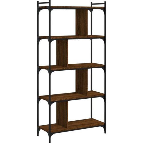  Regal za knjige 5 razina smeđa boja hrasta 76x32x158 cm drveni Slike