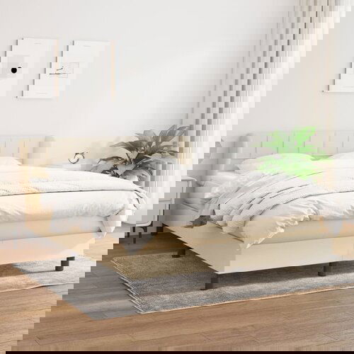 The Living Store Box spring postelja z vzmetnico krem 140x200 cm blago - Box Spring Postelja, (21512152) Slike