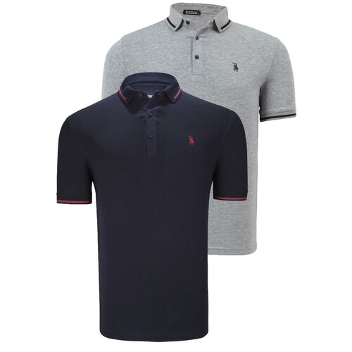 Dewberry DOUBLE SET T8586 MEN&amp;#039;S T-SHIRT-NAVY - GREY Slike