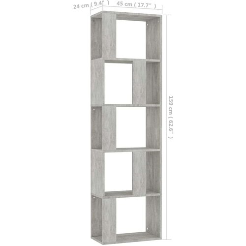  za knjige / pregrada boja betona 45x24x159 cm iverica Slike