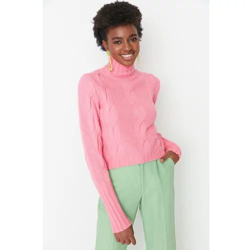 Trendyol Pink Crop Hair Knitted Sweater