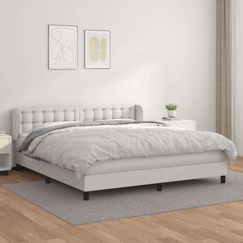  Krevet s oprugama i madracem bijeli 160x200 cm od umjetne kože Slike