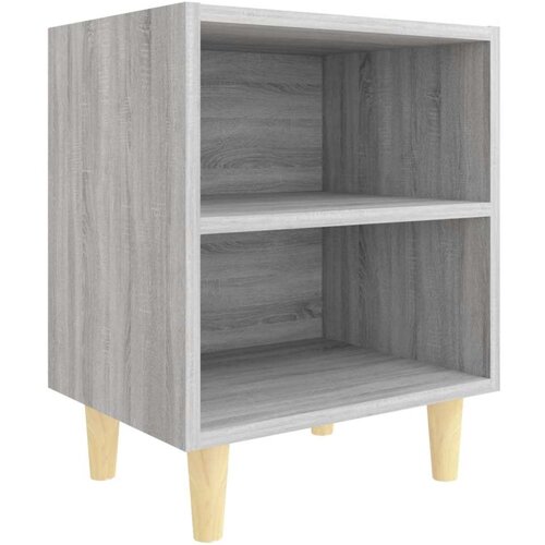 VidaXL noćni ormarić s drvenim nogama boja sivog hrasta 40x30x50 cm Slike
