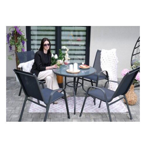  GARDEN LINE Vrtni set, okrugli stol s 4 stolicama – siva Cene
