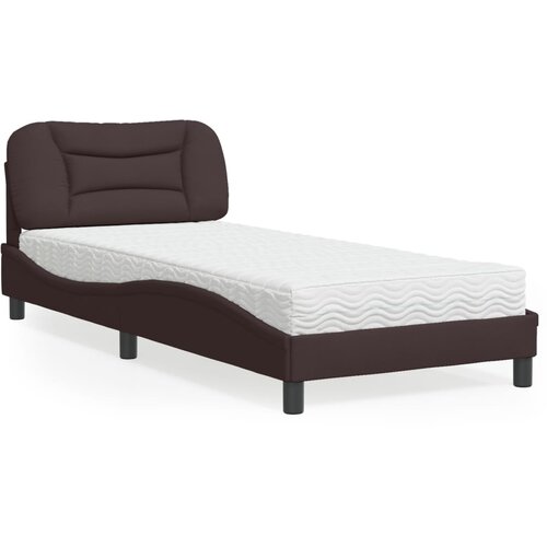 VidaXL Postelja z vzmetnico temno rjava 90x200 cm blago Slike