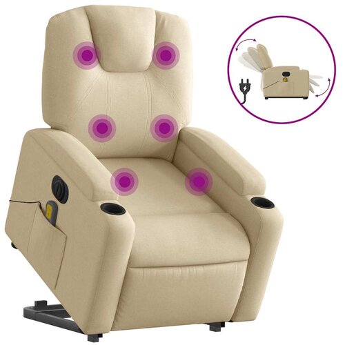 Maison Chic Električni masažni naslanjač - Relax naslanjač s funkcijo vstajanja krem, (22061470) Cene