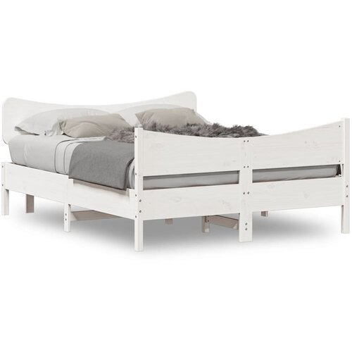 VidaXL Okvir kreveta s uzglavljem bijeli 140 x 190 cm od borovine Slike