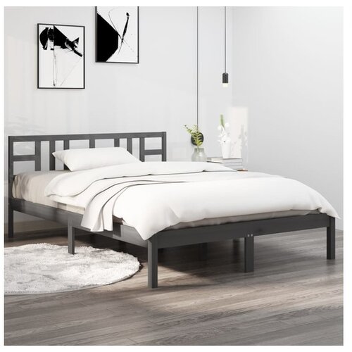  Posteljni okvir siv iz trdnega lesa 200x200 cm Cene
