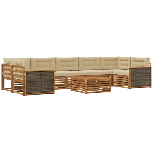 vidaXL Zunanja garnitura za sedenje z blazino 8 pcs Naravna in bež, (5000271125) Cene