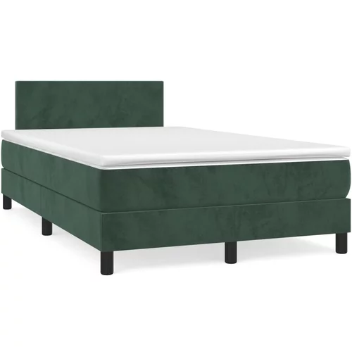 vidaXL Box spring postelja z vzmetnico temno zelena 120x200 cm žamet, (20901036)