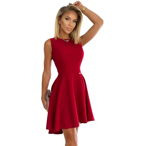 NUMOCO 397-1 Elegant dress with a longer back - RED WITH GLITTER