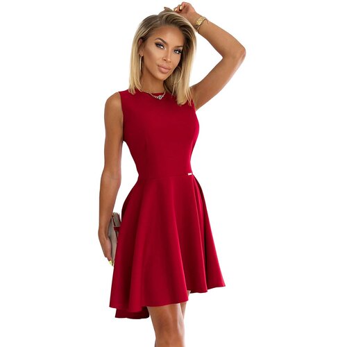 Numoco 397-1 Elegant dress with a longer back - RED WITH GLITTER Slike