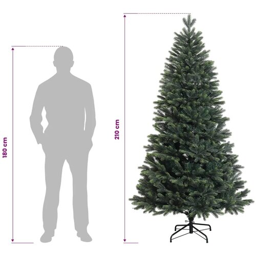  Umjetno božićno drvce s nogom 210 cm PVC i metal Zelena - 210 cm bez LED svjetala Slike