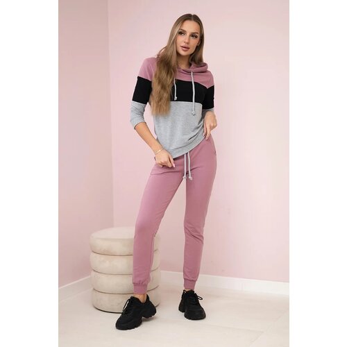 Kesi Set with colorful stripes dark pink+black Cene