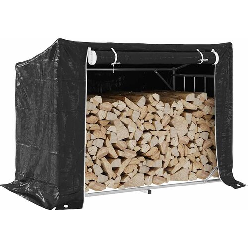 VidaXL Stalak za drva za ogrjev s ki&amp;scaron;nom navlakom 151x80,5x110,5 cm Slike