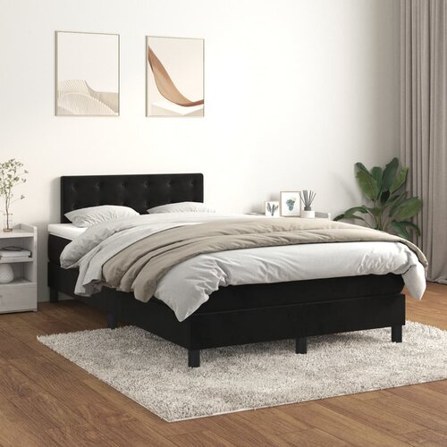 The Living Store Box spring postelja z vzmetnico črna 120x200 cm žamet - Box Spring Postelja, (21491507) Slike