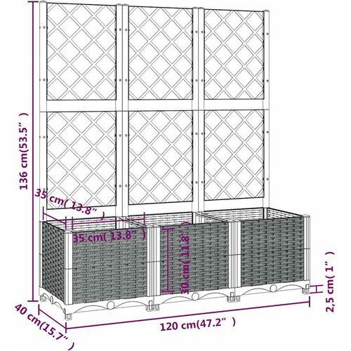  Vrtna sadilica s re&amp;scaron;etkom plava siva 120 x 40 x 136 cm PP Slike