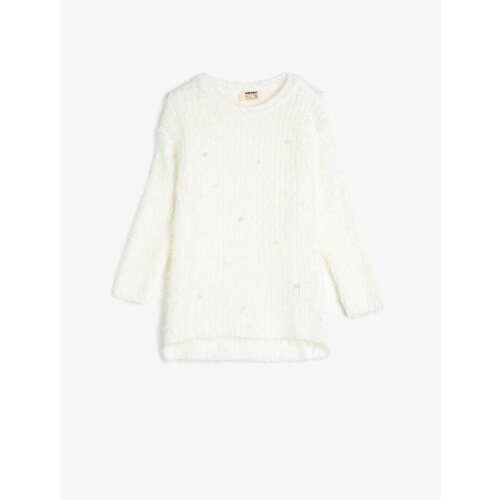 Koton Girl Ecru Basic Crew Neck Long Sleeve Knitwear Sweater Slike